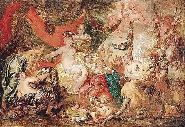 An Allegory Of Abundance Oil Painting by Cornelius I Schut