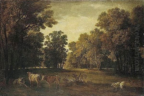 A Pastoral Landscape With Cattle And Sheep Oil Painting by Jean-Baptiste Oudry