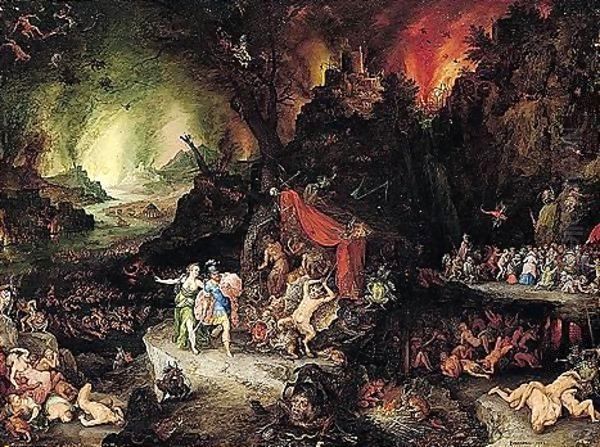 Aeneas And The Sibyl In The Underworld Oil Painting by Jan The Elder Brueghel