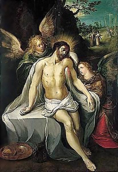 The Crucified Christ Supported By Angels Oil Painting by Frans the younger Francken