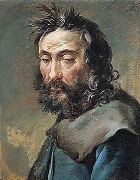 Portrait Of A Man, Head And Shoulders, And A Sketch Of An Allegorical Female Figure In The Background Oil Painting by Mauro Gandolfi