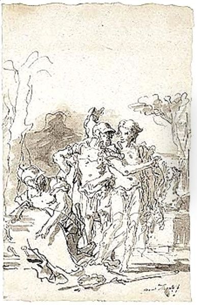 Rinaldo And Armida Oil Painting by Giovanni Domenico Tiepolo