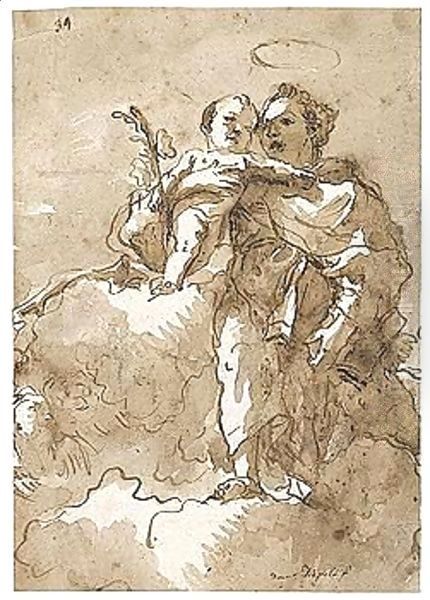 St. Anthony And The Christ Child Oil Painting by Giovanni Domenico Tiepolo