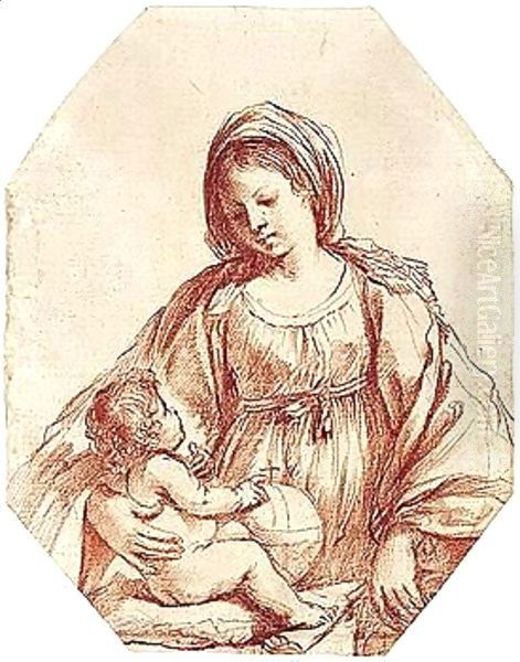 The Madonna And Child Oil Painting by Giovanni Francesco Barbieri