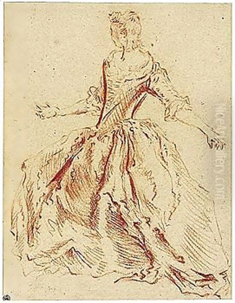 Study Of A Woman Posed As If Dancing Oil Painting by Jean-Baptiste Joseph Pater