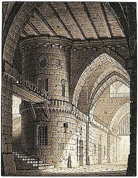 Interior Of A Fortress Oil Painting by Giulio Quaglio