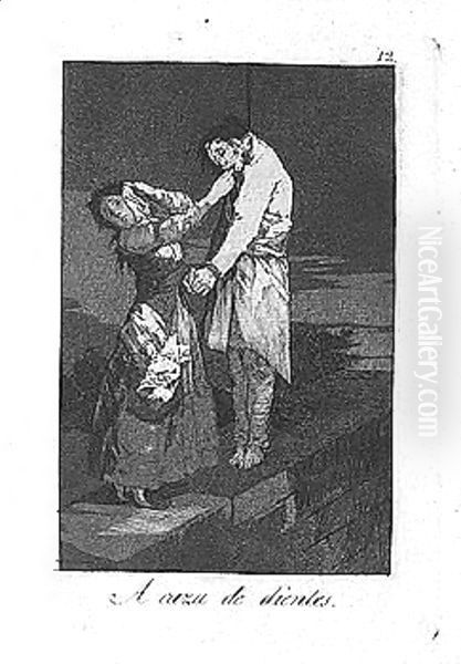 A caza de dientes Oil Painting by Francisco De Goya y Lucientes