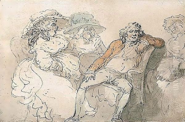 The Bored Conversationalist Oil Painting by Thomas Rowlandson