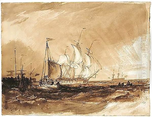 Shipping Off The Coast Oil Painting by Joseph Mallord William Turner