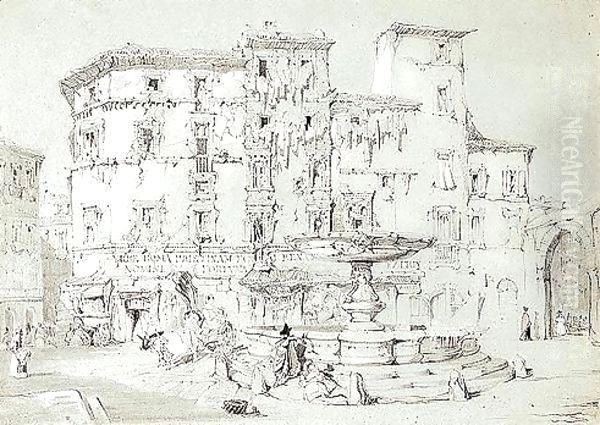 Piazza Santa Maria Del Pianto, Rome Oil Painting by John Ruskin