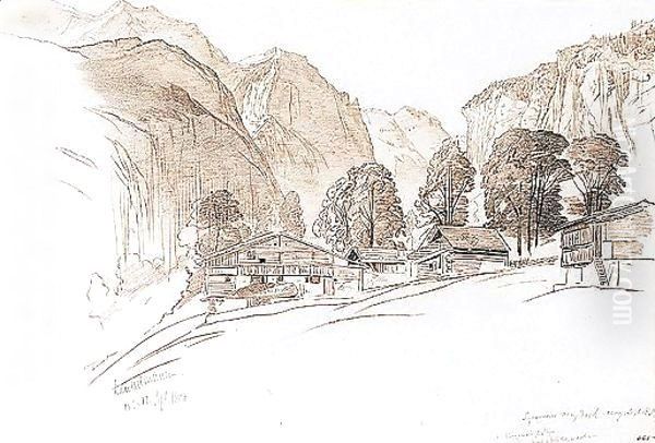 Lauterbrunnen, Switzerland Oil Painting by Edward Lear