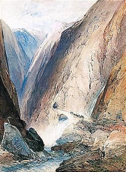 The Entrance To The Gorge Of Gondo, Simplon Oil Painting by William Callow