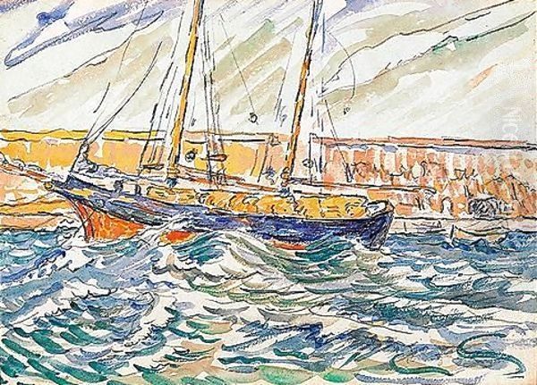 Bateau de paeche au port Oil Painting by Paul Signac