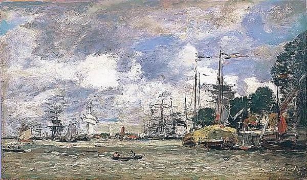 Anvers-bateaux sur l'escaut Oil Painting by Eugene Boudin