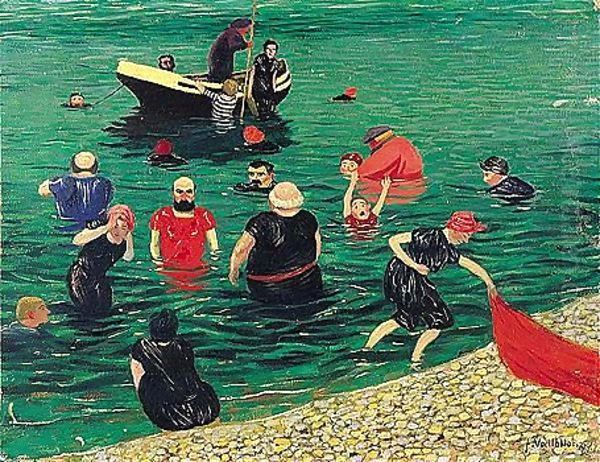 Property From The Family Of The Artist La Baignade Oil Painting by Felix Edouard Vallotton