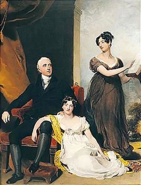 Portrait Of Charles Binny (D.1822) With His Daughters Oil Painting by Sir Thomas Lawrence