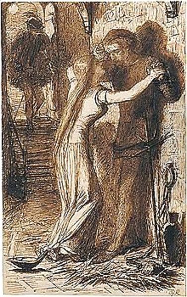 Faust And Margaret In Prison Oil Painting by Dante Gabriel Rossetti