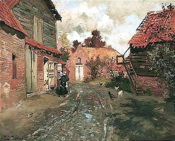 Fransk Landsby (A French Village) Oil Painting by Fritz Thaulow