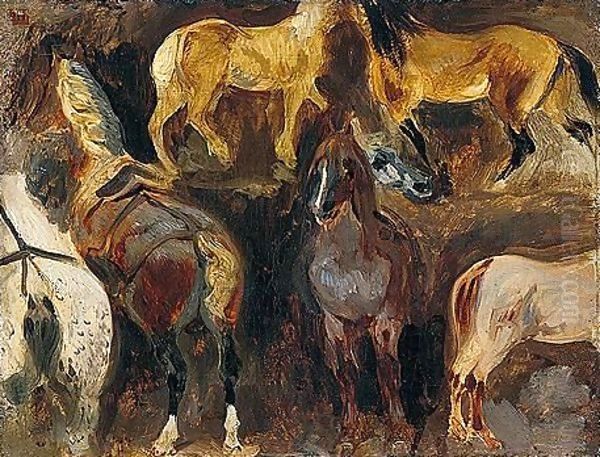 Etude De Chevaux 2 Oil Painting by Eugene Delacroix