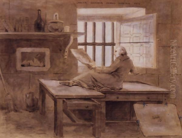 Hubert Robert In His Cell In The Prison Of St. Lazare Oil Painting by Hubert Robert