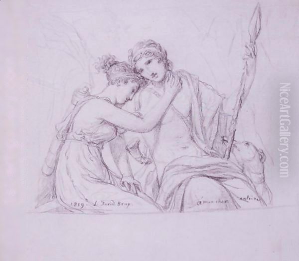 Telemachus And Eucharis Oil Painting by Jacques Louis David