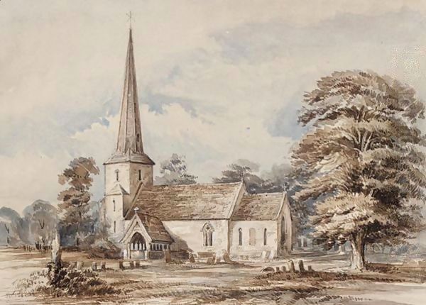 Church Oil Painting by Count Alexandre Thomas Francia