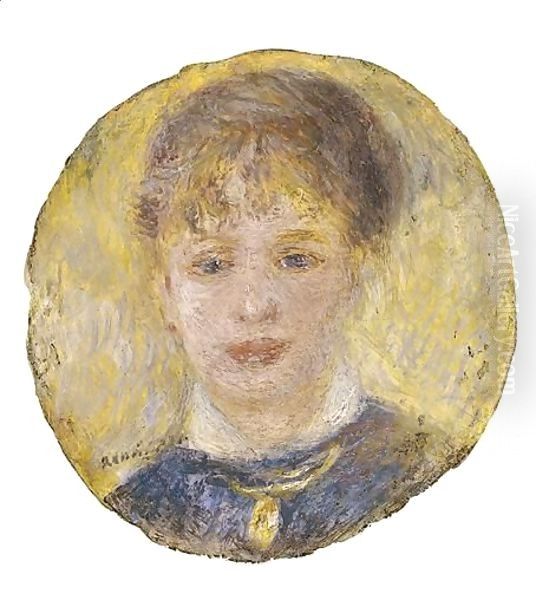 Tete De Femme (Jeanne Samary) Oil Painting by Pierre Auguste Renoir