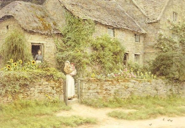 Whittington, Gloucestershire Oil Painting by Helen Mary Elizabeth Allingham