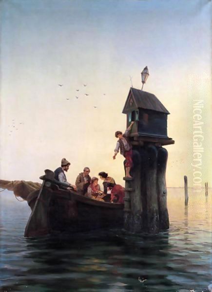 La Cappelletta In Laguna Oil Painting by Pietro Gabrini