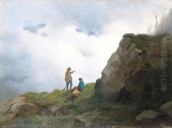 Passeggiata In Montagna Oil Painting by Carlo Piacenza