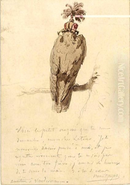 A Peregrine Oil Painting by Henri D'Annecy (Comte De) Montpezat