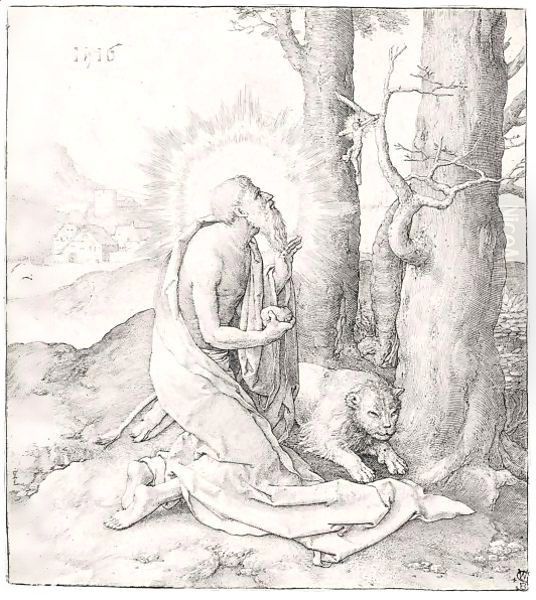 St Jerome In The Desert by Lucas Van Leyden