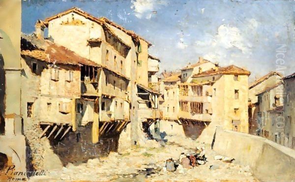 Roma, Lavandaie Al Fiume Oil Painting by Giovanni Piancastelli