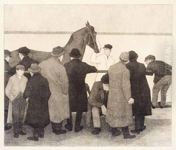 Horse Dealers Oil Painting by Robert Polhill Bevan