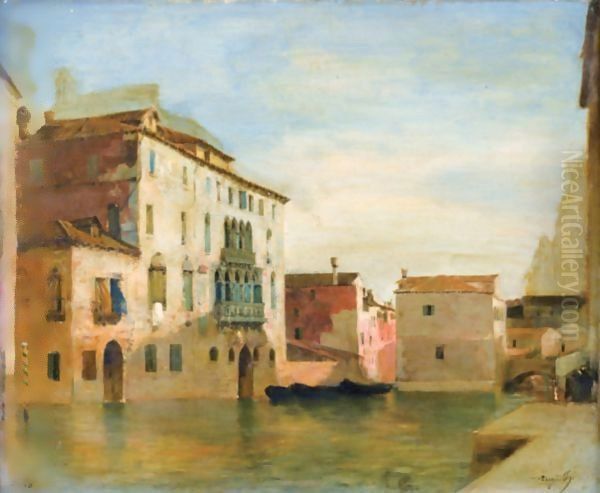 View Of A Canal In Venice Oil Painting by Eugene Fromentin