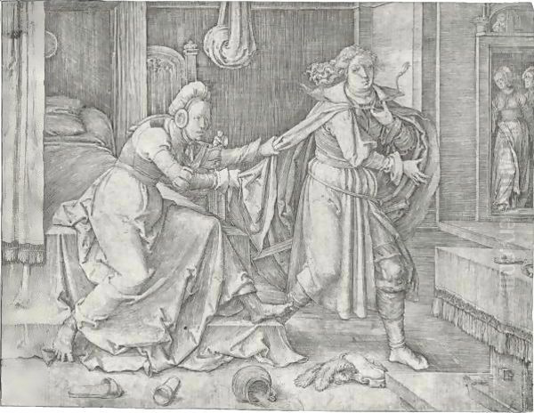 Potiphar's Wife Accusing Joseph Oil Painting by Lucas Van Leyden