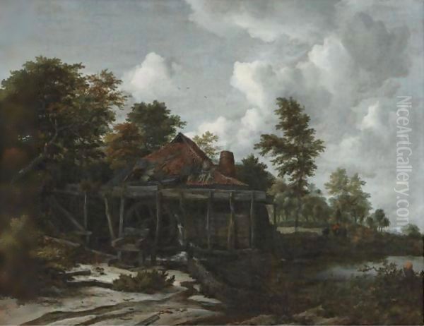 Water Mill At The Edge Of A Wood Oil Painting by Jacob Van Ruisdael