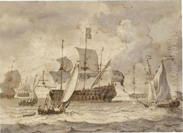 The Embarkation Of William III And Mary Of Orange Oil Painting by Ludolf Backhuysen