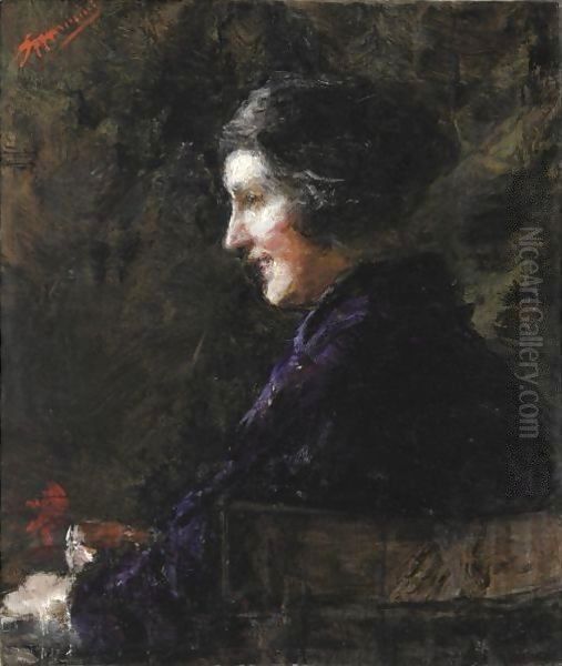 Delia Oil Painting by Antonio Mancini