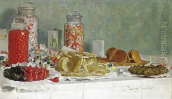 Natura Morta Con Frutta Candita E Caramelle, Studio Dal Vero Oil Painting by Emilio Longoni