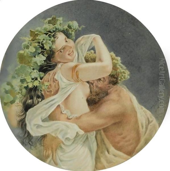 Bacchante Oil Painting by Mihaly von Zichy