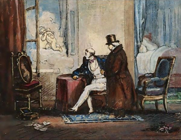 Fleeting Love Oil Painting by Henri Bonaventure Monnier