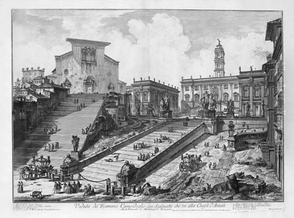 Capitol And The Steps Of S. Maria In Aracoeli Oil Painting by Giovanni Battista Piranesi