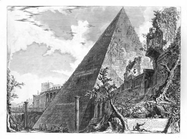 The Pyramid Of Caius Cestius Oil Painting by Giovanni Battista Piranesi