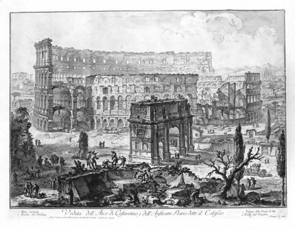 And Arch Of Constantine And The Colosseum Oil Painting by Giovanni Battista Piranesi