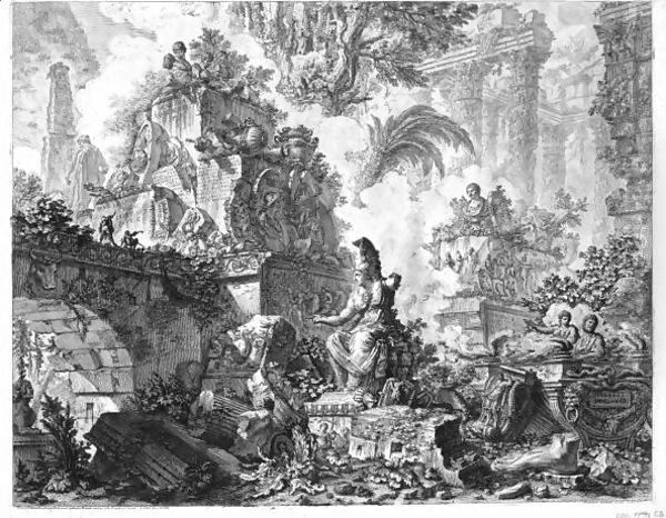 Frontispiece, With Statue Of Minerva Oil Painting by Giovanni Battista Piranesi