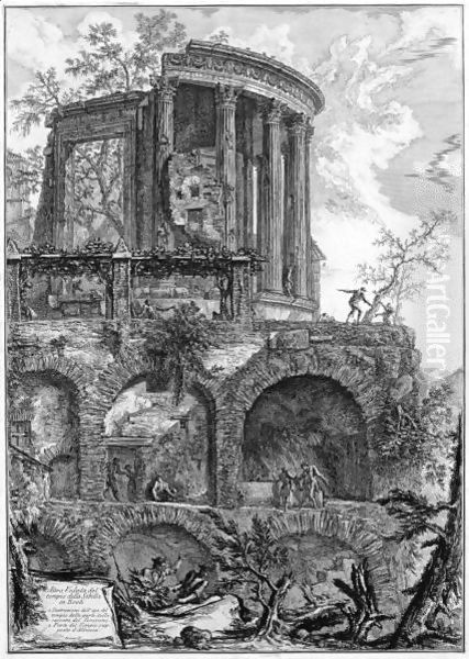 And Temple Of The Sibyl, Tivoli Oil Painting by Giovanni Battista Piranesi