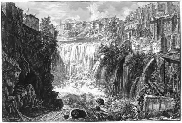 Waterfall At Tivoli Oil Painting by Giovanni Battista Piranesi