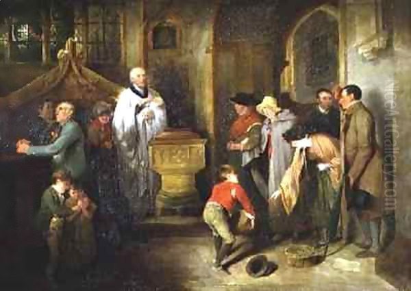 The Christening Oil Painting by Edward Bird