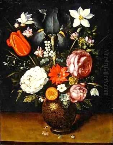 Still life of a vase of flowers Oil Painting by Peter Binoit